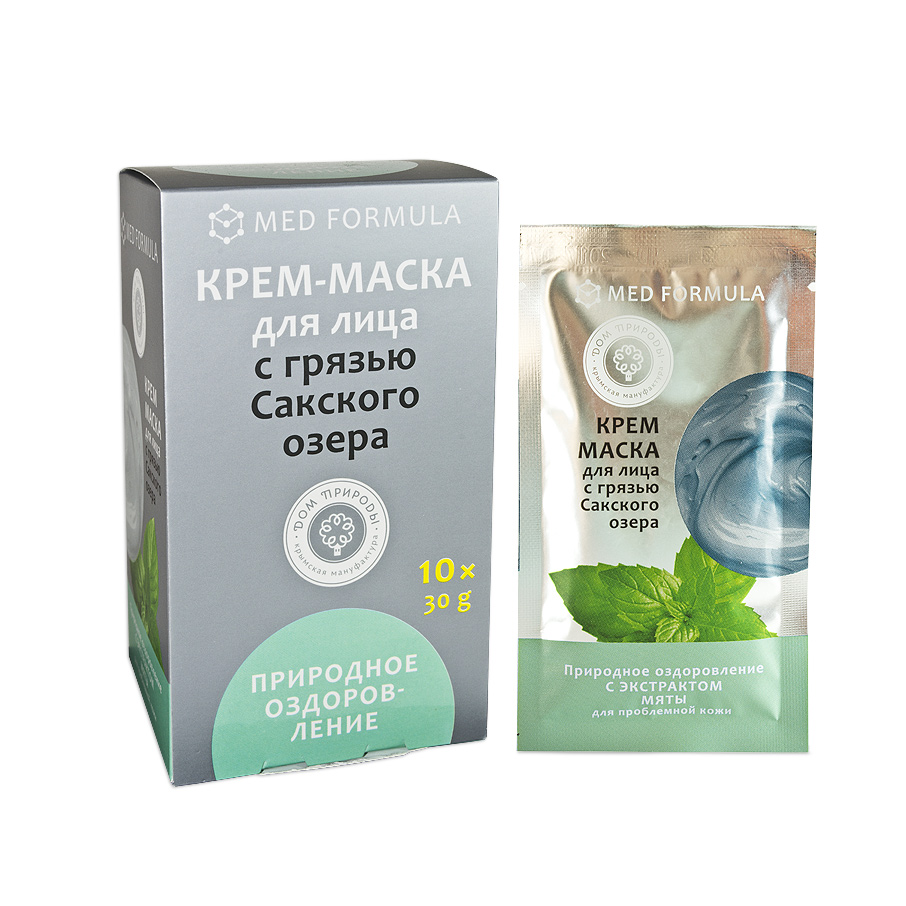 Крем-маска для лица "Природное оздоровление" для проблемной кожи с грязью Сакского Озера 1 саше пакет 30 гр.