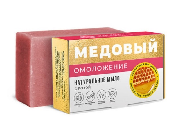 Медовое мыло Омоложение с розой 100 гр.